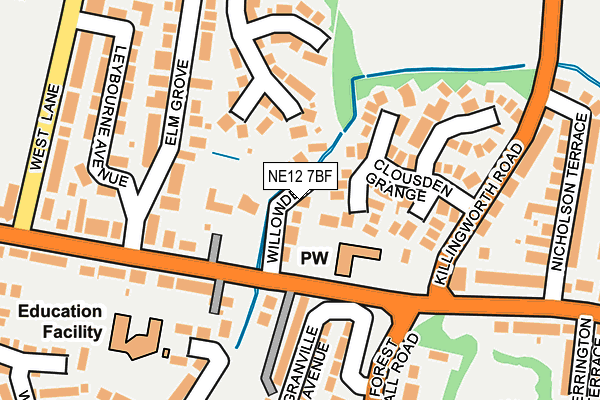 NE12 7BF map - OS OpenMap – Local (Ordnance Survey)
