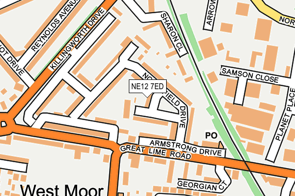 NE12 7ED map - OS OpenMap – Local (Ordnance Survey)