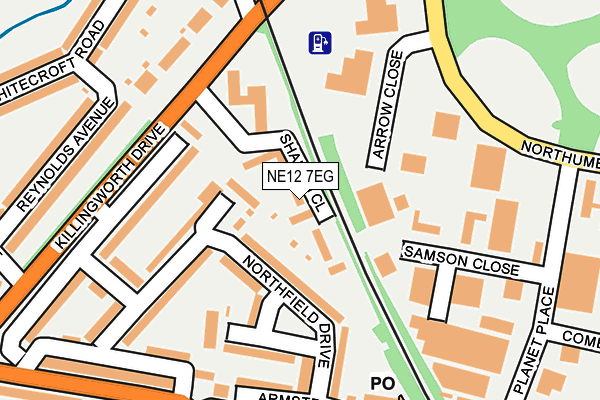 NE12 7EG map - OS OpenMap – Local (Ordnance Survey)