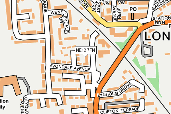 NE12 7FN map - OS OpenMap – Local (Ordnance Survey)