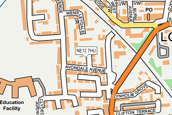 NE12 7HU map - OS OpenMap – Local (Ordnance Survey)