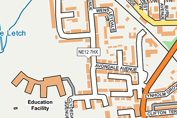 NE12 7HX map - OS OpenMap – Local (Ordnance Survey)