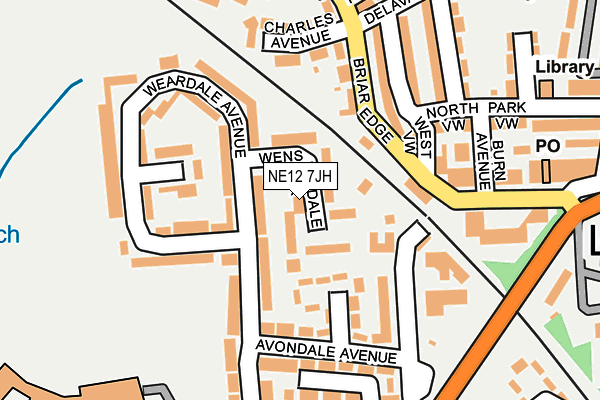 NE12 7JH map - OS OpenMap – Local (Ordnance Survey)