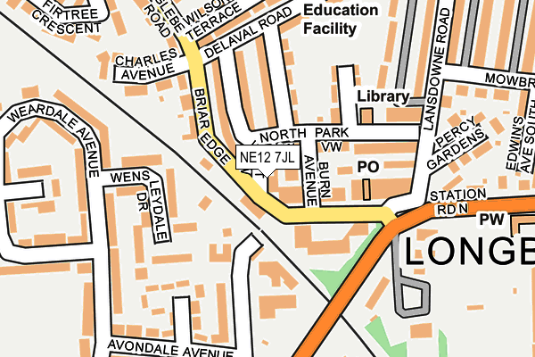 NE12 7JL map - OS OpenMap – Local (Ordnance Survey)