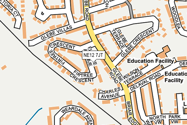NE12 7JT map - OS OpenMap – Local (Ordnance Survey)