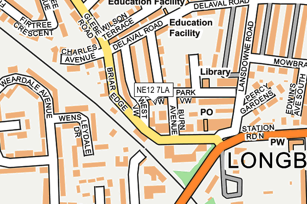 NE12 7LA map - OS OpenMap – Local (Ordnance Survey)