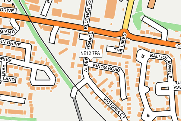 NE12 7PA map - OS OpenMap – Local (Ordnance Survey)