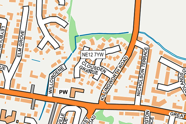 NE12 7YW map - OS OpenMap – Local (Ordnance Survey)