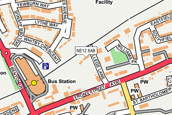 NE12 8AB map - OS OpenMap – Local (Ordnance Survey)