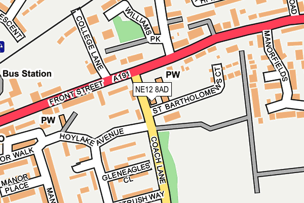 NE12 8AD map - OS OpenMap – Local (Ordnance Survey)