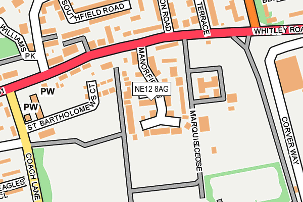 NE12 8AG map - OS OpenMap – Local (Ordnance Survey)