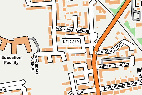 NE12 8AR map - OS OpenMap – Local (Ordnance Survey)