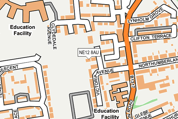 NE12 8AU map - OS OpenMap – Local (Ordnance Survey)