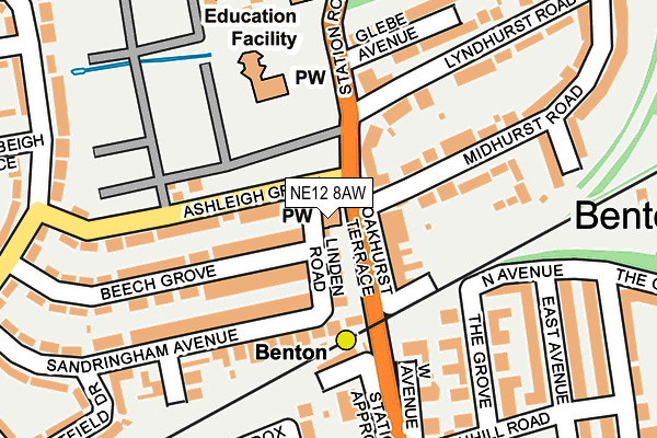 NE12 8AW map - OS OpenMap – Local (Ordnance Survey)
