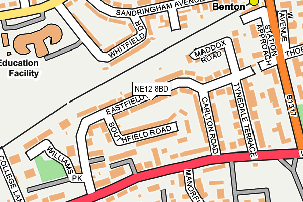 NE12 8BD map - OS OpenMap – Local (Ordnance Survey)