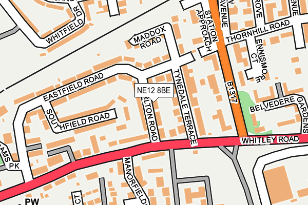 NE12 8BE map - OS OpenMap – Local (Ordnance Survey)