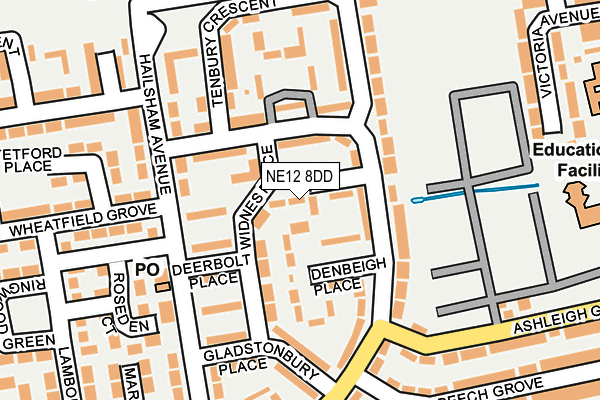 NE12 8DD map - OS OpenMap – Local (Ordnance Survey)