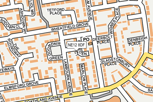 NE12 8DF map - OS OpenMap – Local (Ordnance Survey)