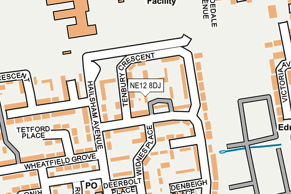 NE12 8DJ map - OS OpenMap – Local (Ordnance Survey)