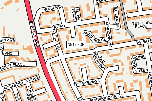 NE12 8DN map - OS OpenMap – Local (Ordnance Survey)