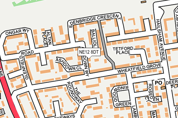 NE12 8DT map - OS OpenMap – Local (Ordnance Survey)