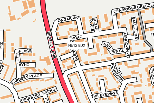NE12 8DX map - OS OpenMap – Local (Ordnance Survey)