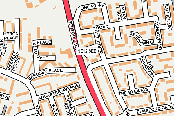 NE12 8EE map - OS OpenMap – Local (Ordnance Survey)