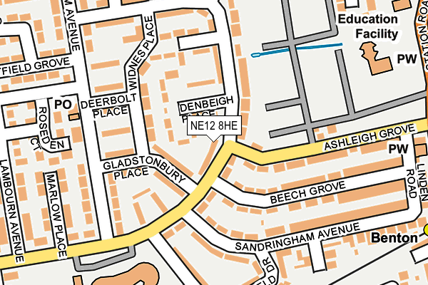 NE12 8HE map - OS OpenMap – Local (Ordnance Survey)