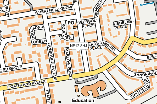 NE12 8HJ map - OS OpenMap – Local (Ordnance Survey)