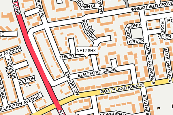 NE12 8HX map - OS OpenMap – Local (Ordnance Survey)