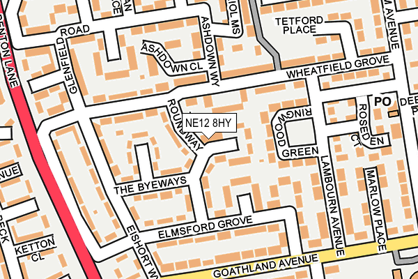 NE12 8HY map - OS OpenMap – Local (Ordnance Survey)
