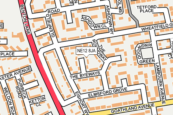NE12 8JA map - OS OpenMap – Local (Ordnance Survey)