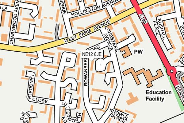 NE12 8JE map - OS OpenMap – Local (Ordnance Survey)