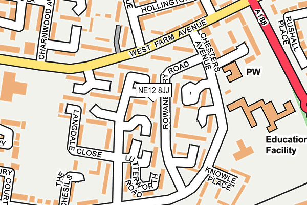NE12 8JJ map - OS OpenMap – Local (Ordnance Survey)