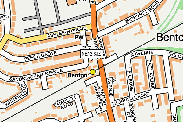 NE12 8JZ map - OS OpenMap – Local (Ordnance Survey)