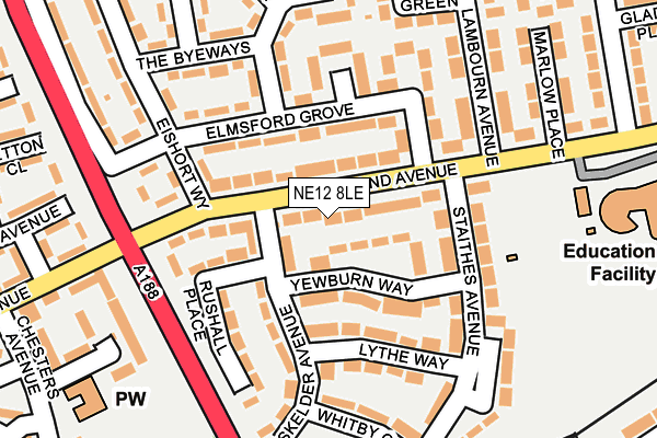 NE12 8LE map - OS OpenMap – Local (Ordnance Survey)