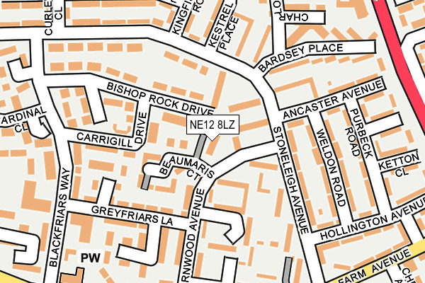 NE12 8LZ map - OS OpenMap – Local (Ordnance Survey)