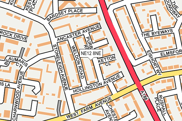 NE12 8NE map - OS OpenMap – Local (Ordnance Survey)