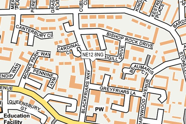 NE12 8NG map - OS OpenMap – Local (Ordnance Survey)