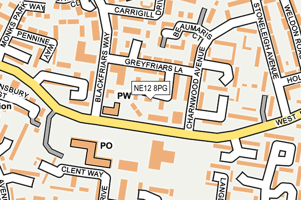 NE12 8PG map - OS OpenMap – Local (Ordnance Survey)