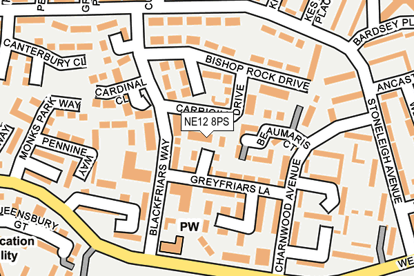 NE12 8PS map - OS OpenMap – Local (Ordnance Survey)