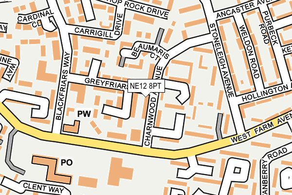 NE12 8PT map - OS OpenMap – Local (Ordnance Survey)