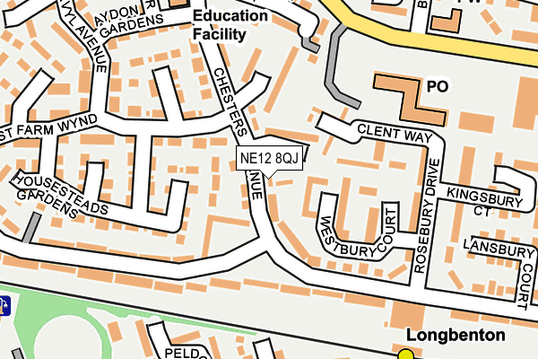 NE12 8QJ map - OS OpenMap – Local (Ordnance Survey)