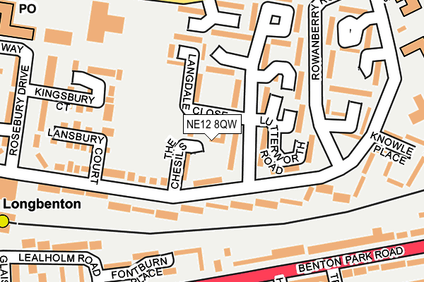 NE12 8QW map - OS OpenMap – Local (Ordnance Survey)