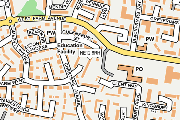 NE12 8RH map - OS OpenMap – Local (Ordnance Survey)