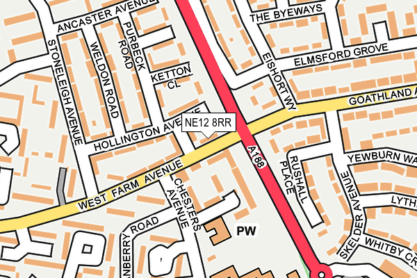 NE12 8RR map - OS OpenMap – Local (Ordnance Survey)