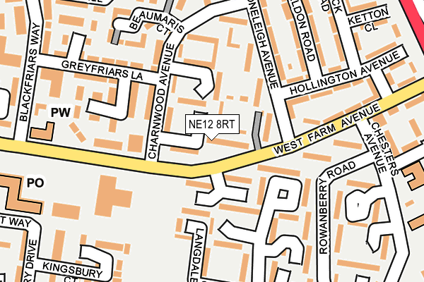 NE12 8RT map - OS OpenMap – Local (Ordnance Survey)