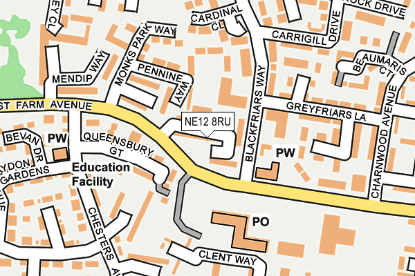 NE12 8RU map - OS OpenMap – Local (Ordnance Survey)