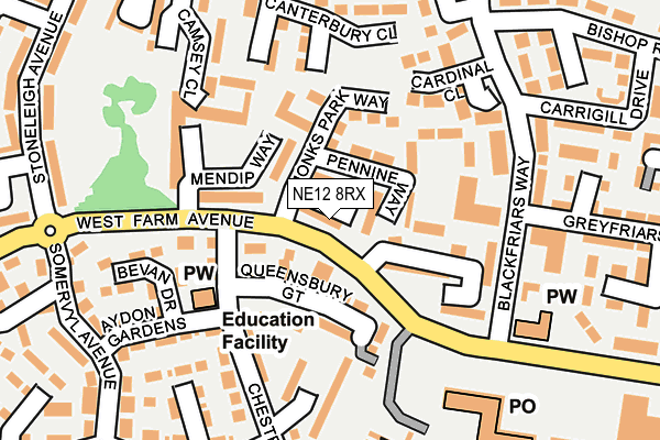 NE12 8RX map - OS OpenMap – Local (Ordnance Survey)