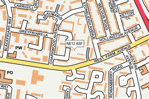 NE12 8SF map - OS OpenMap – Local (Ordnance Survey)